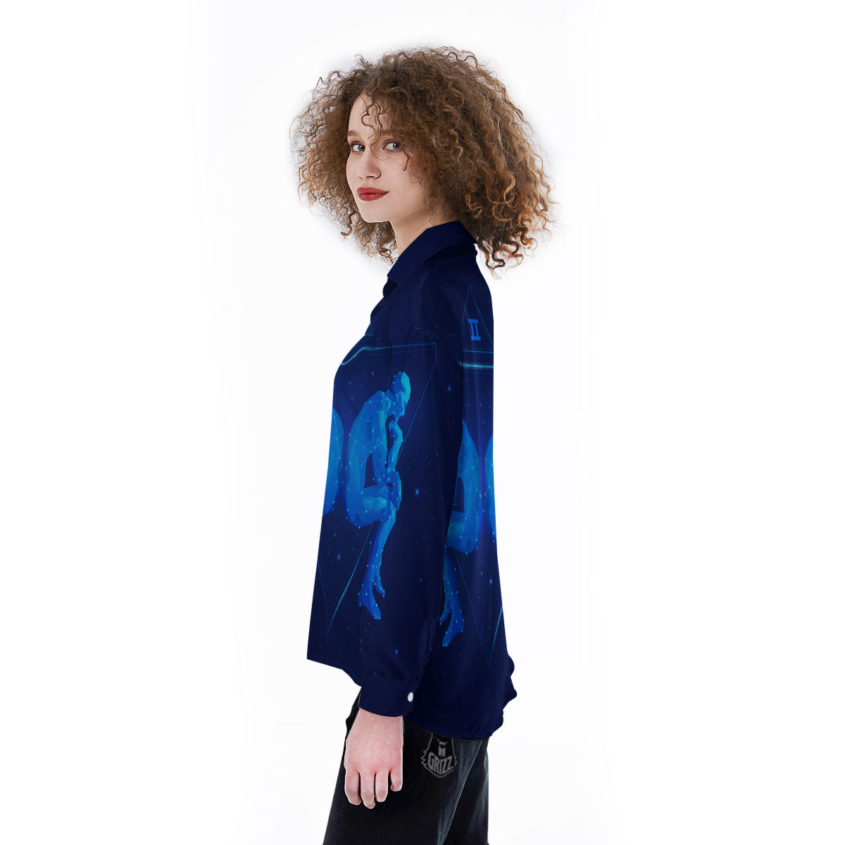 Constellation Gemini Print Women's Long Sleeve Shirts-grizzshop