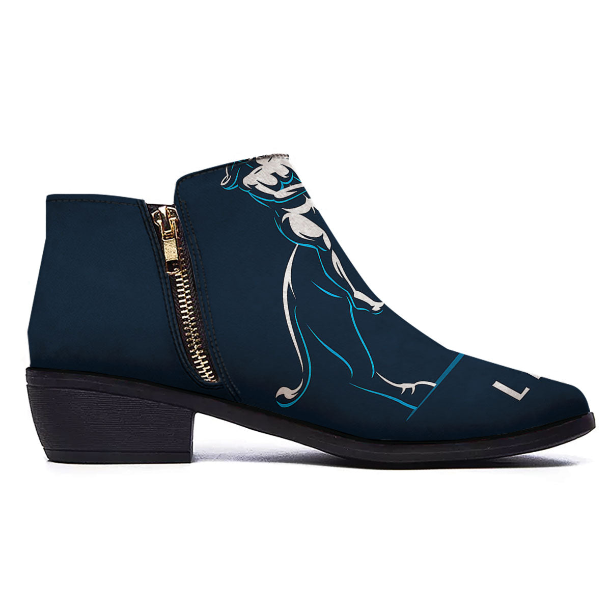Constellation Leo Print Ankle Boots-grizzshop