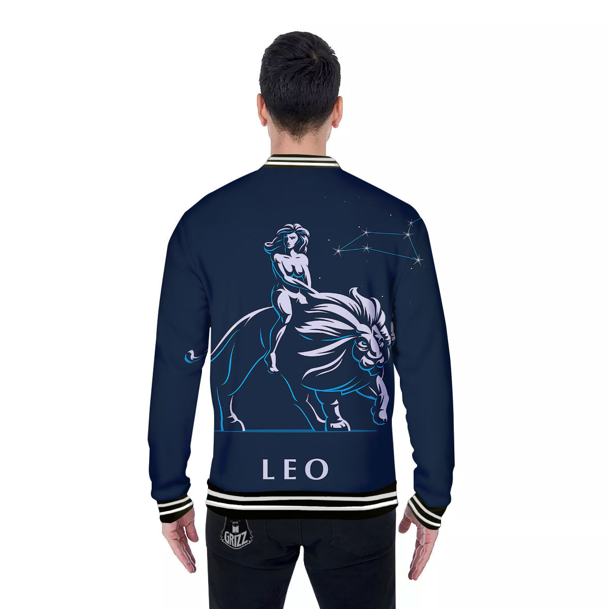 Constellation Leo Print Baseball Jacket-grizzshop