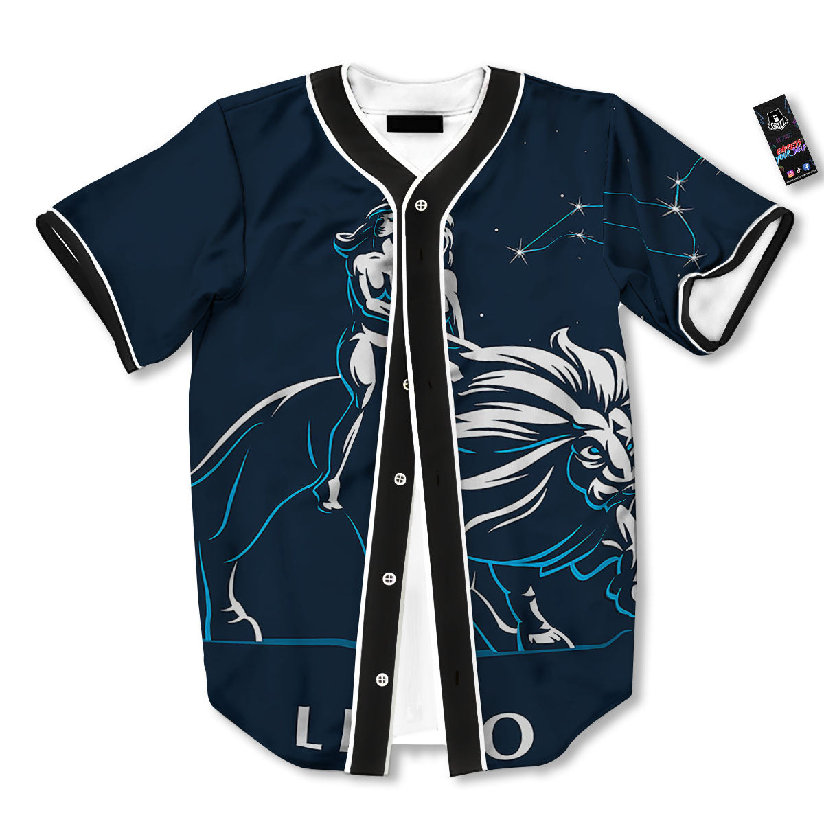 Constellation Leo Print Baseball Jersey-grizzshop
