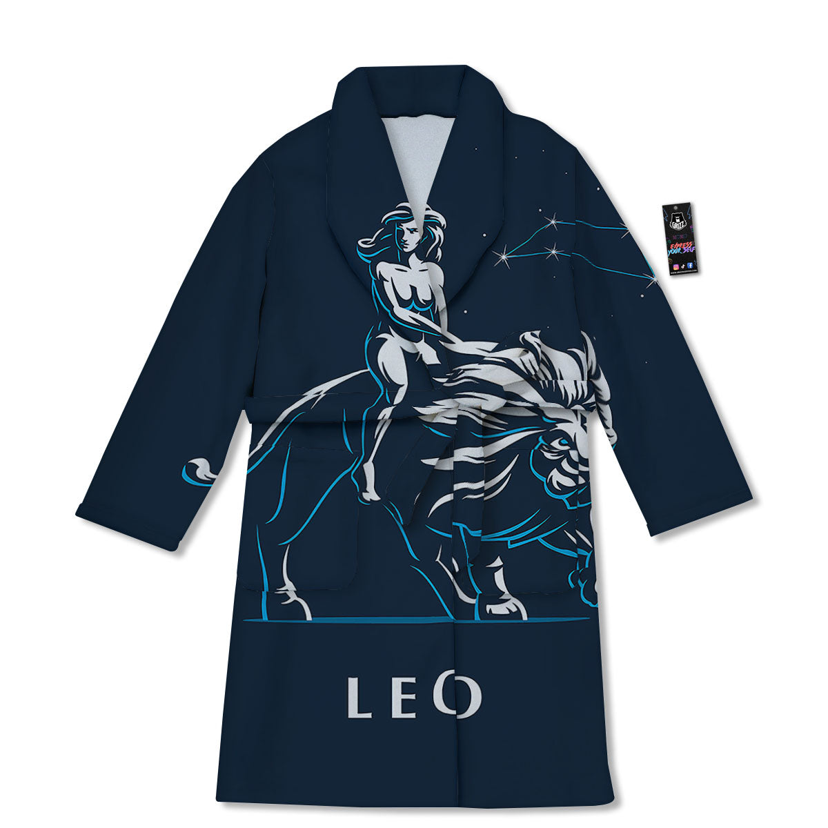 Constellation Leo Print Bathrobe-grizzshop