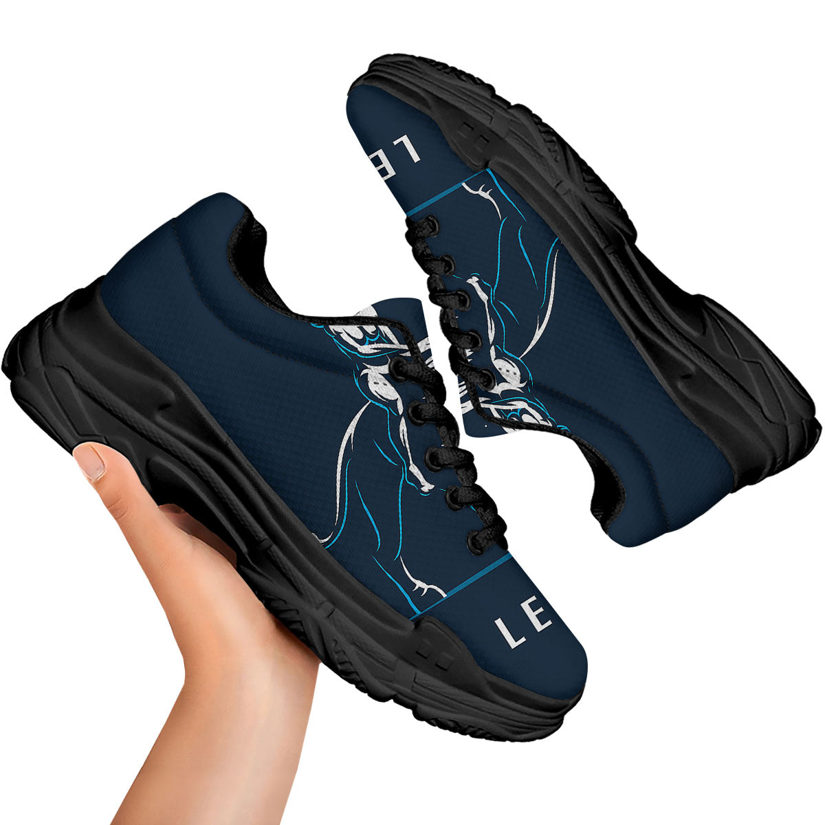 Constellation Leo Print Black Chunky Shoes-grizzshop