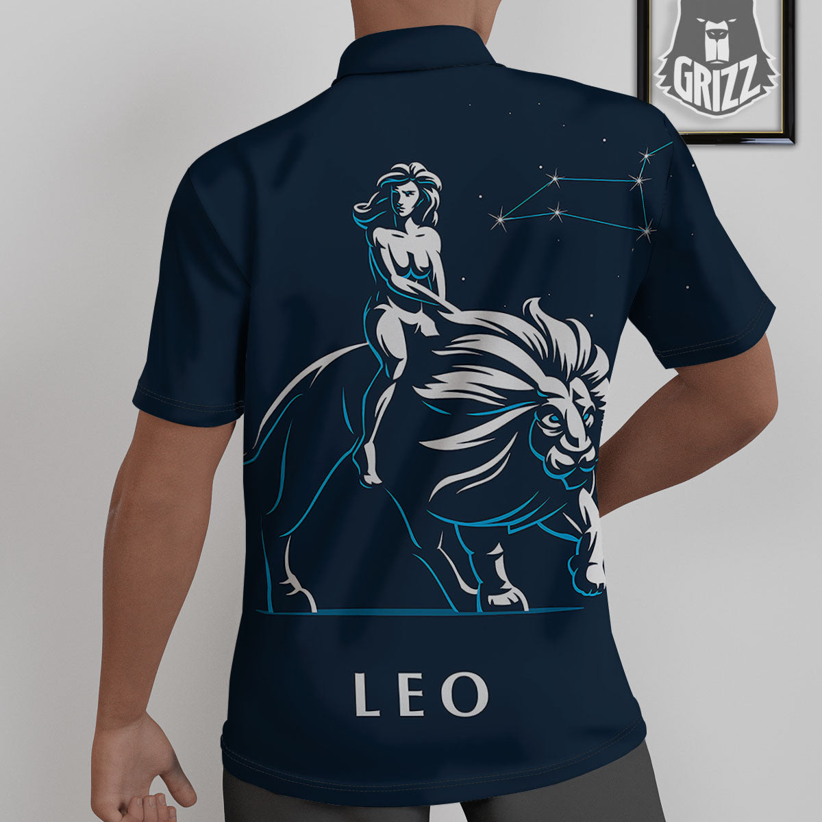 Constellation Leo Print Untucked Shirts-grizzshop