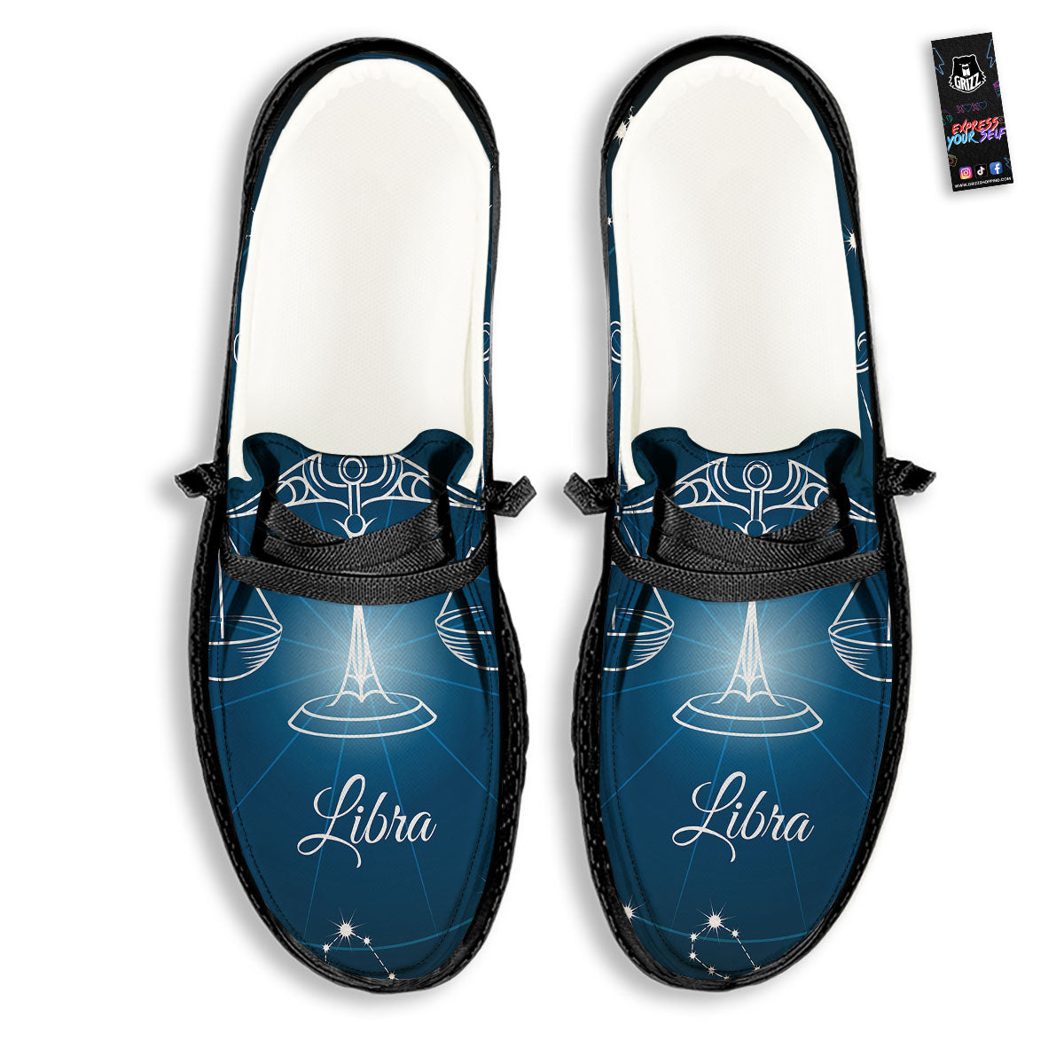 Constellation Libra Print Black Loafers-grizzshop