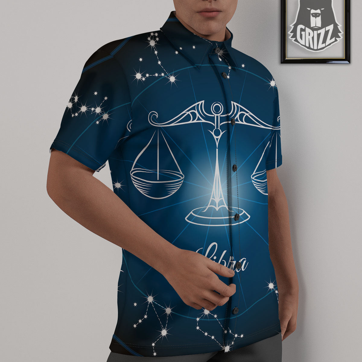 Constellation Libra Print Untucked Shirts-grizzshop