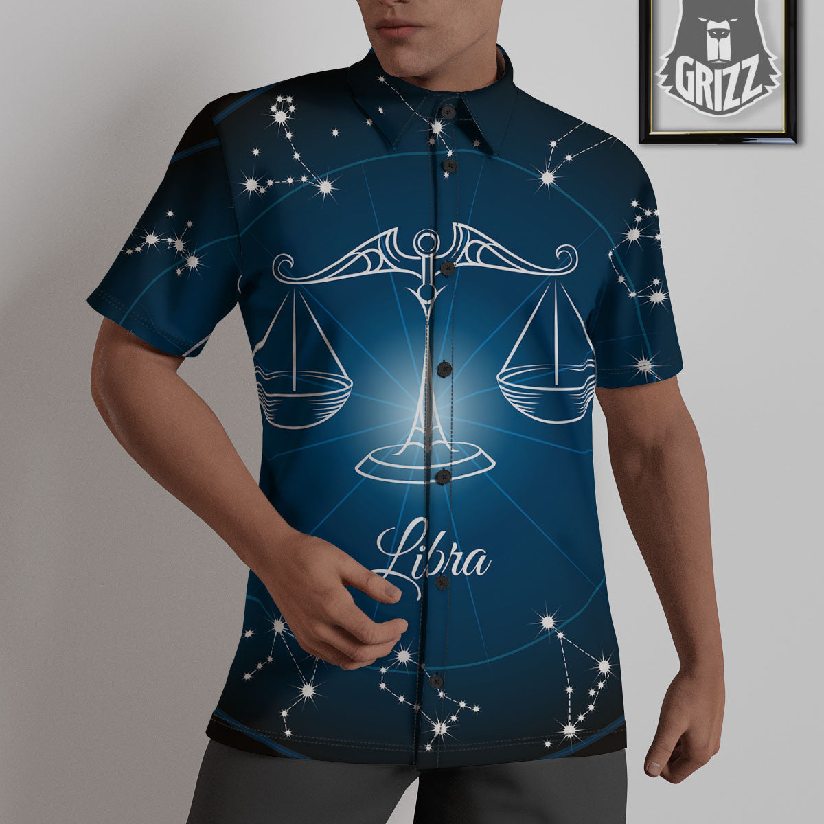 Constellation Libra Print Untucked Shirts-grizzshop