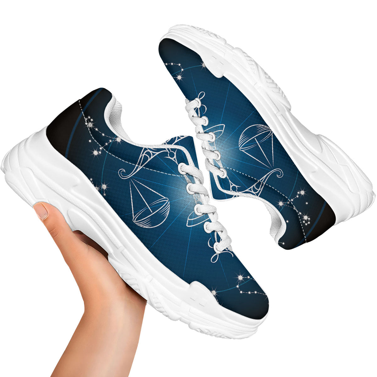 Constellation Libra Print White Chunky Shoes-grizzshop