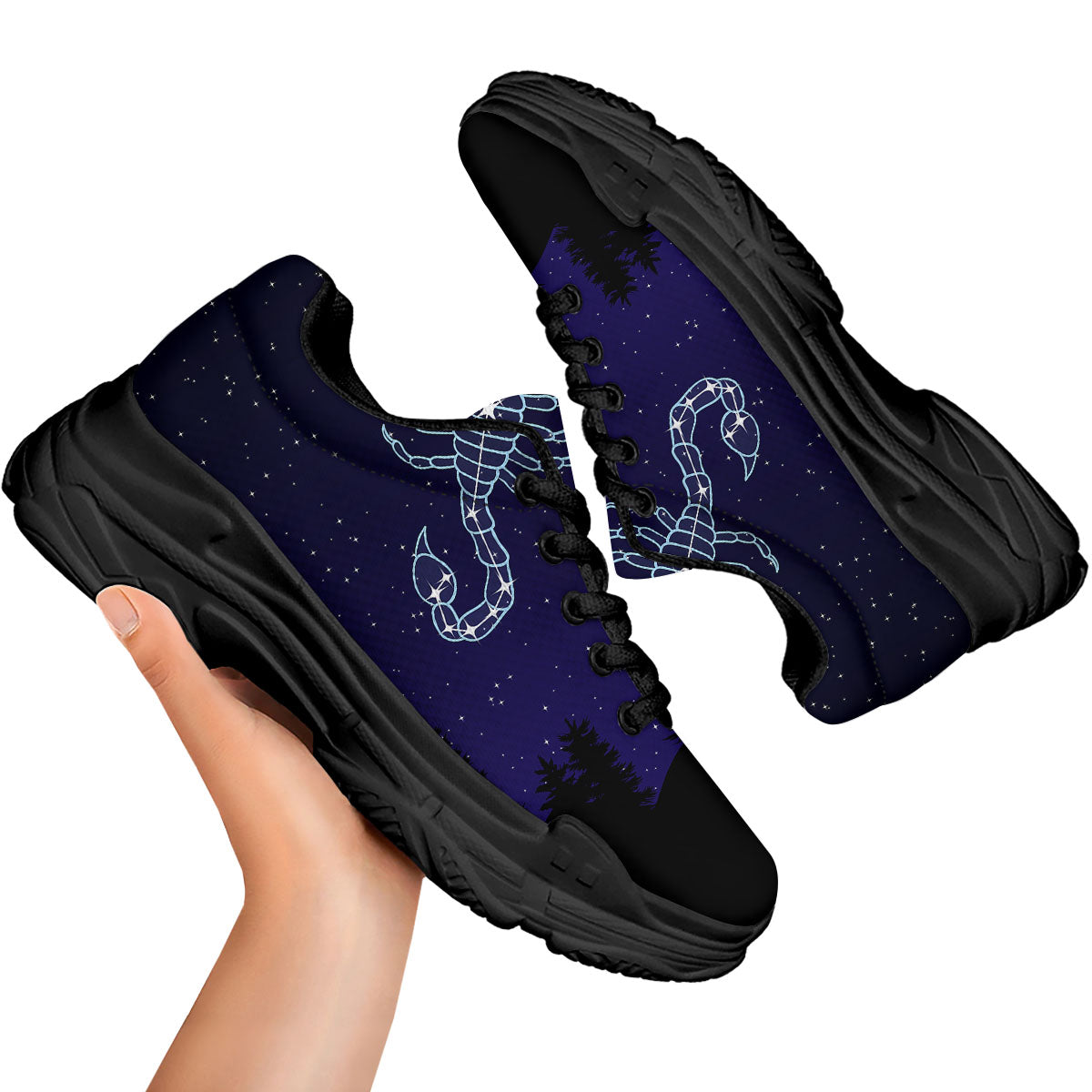 Constellation Scorpio Print Black Chunky Shoes-grizzshop