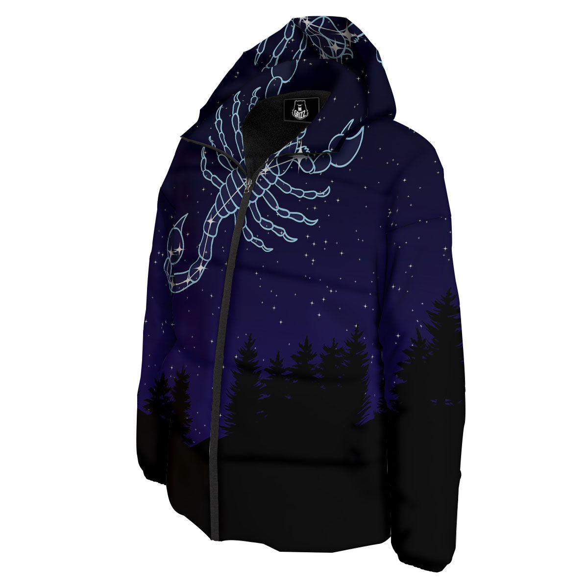 Constellation Scorpio Print Down Jacket-grizzshop