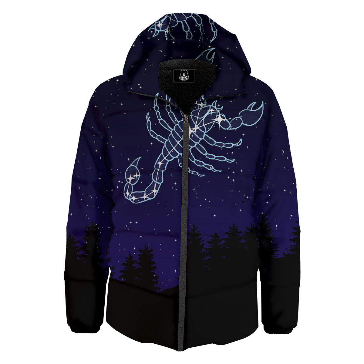 Constellation Scorpio Print Down Jacket-grizzshop