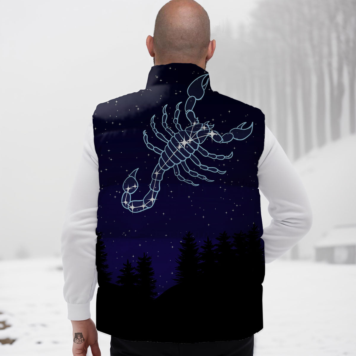 Constellation Scorpio Print Down Vest-grizzshop