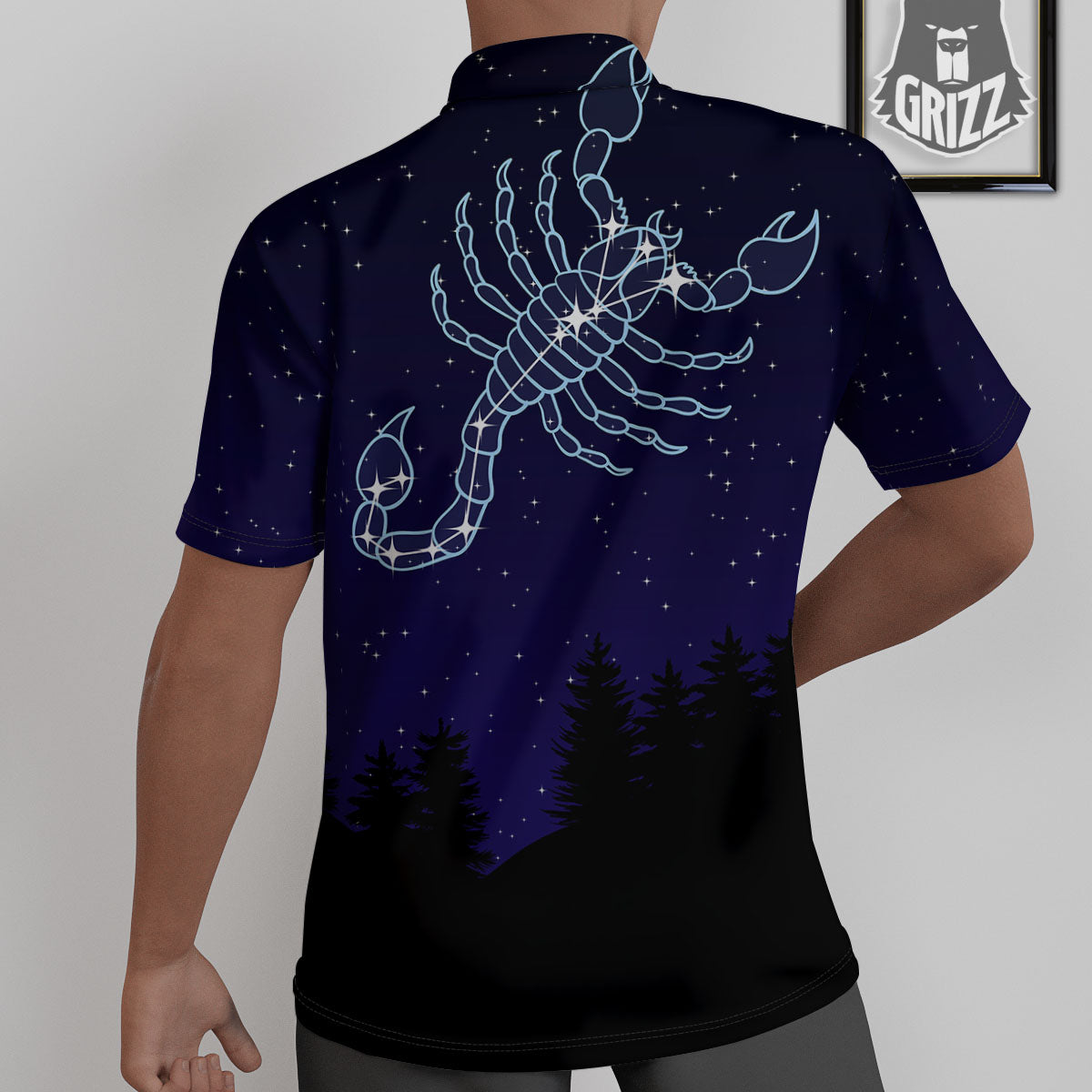 Constellation Scorpio Print Untucked Shirts-grizzshop