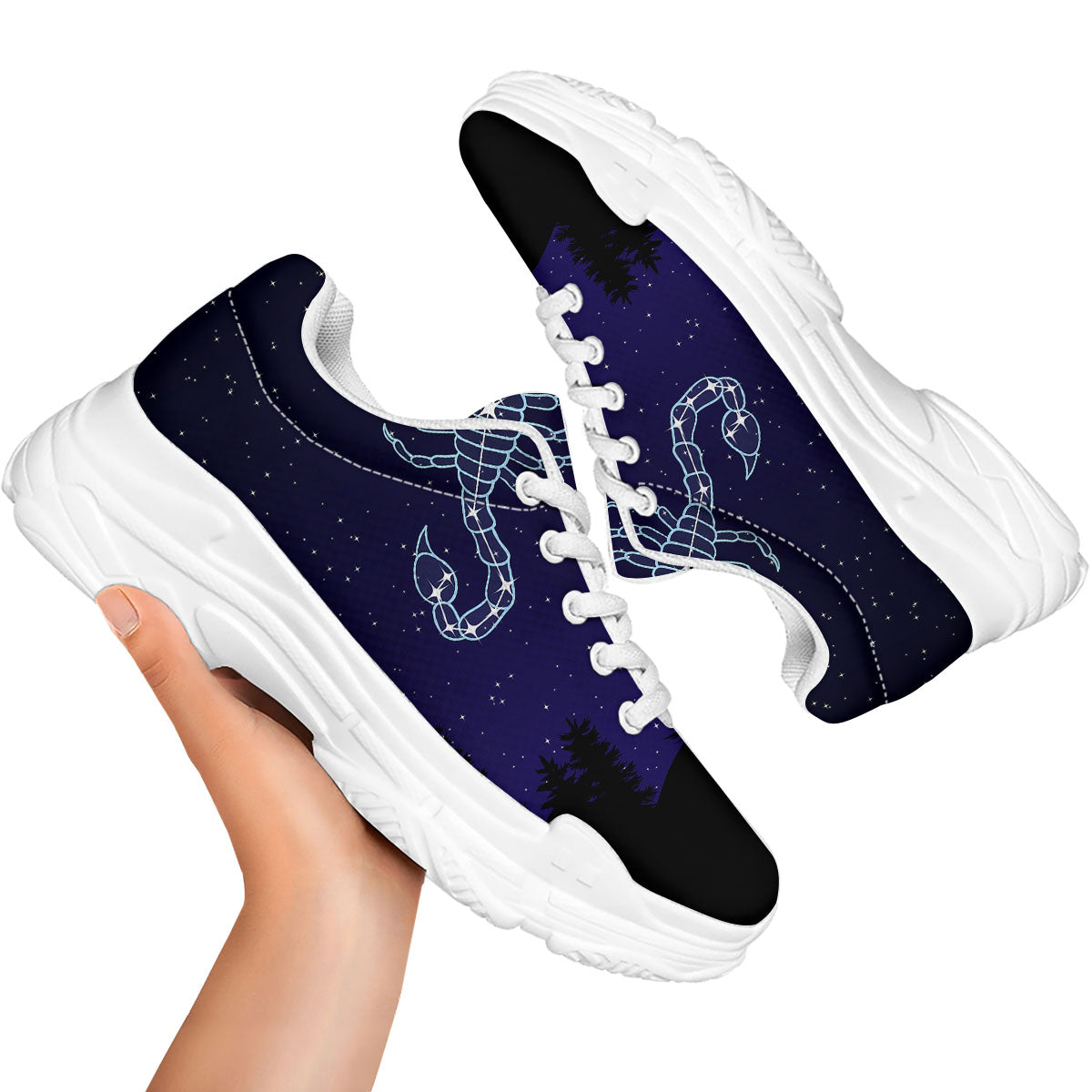 Constellation Scorpio Print White Chunky Shoes-grizzshop