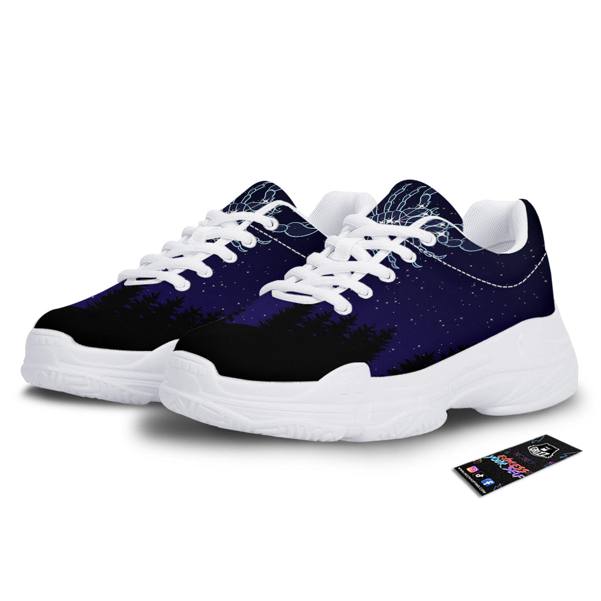 Constellation Scorpio Print White Chunky Shoes-grizzshop
