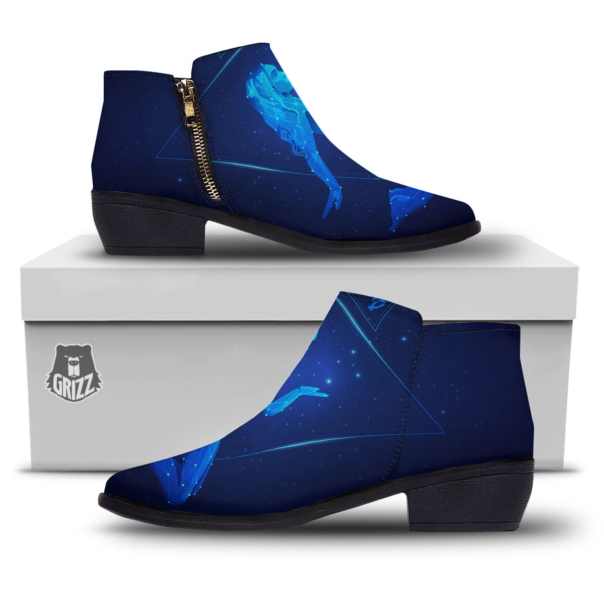 Constellation Virgo Print Ankle Boots-grizzshop