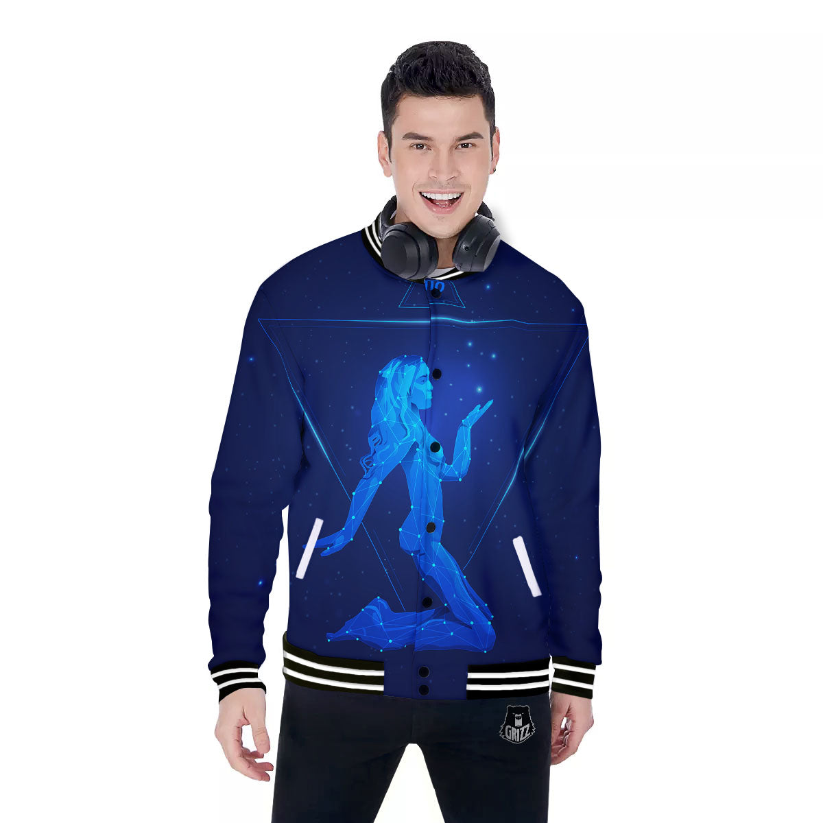 Constellation Virgo Print Baseball Jacket-grizzshop