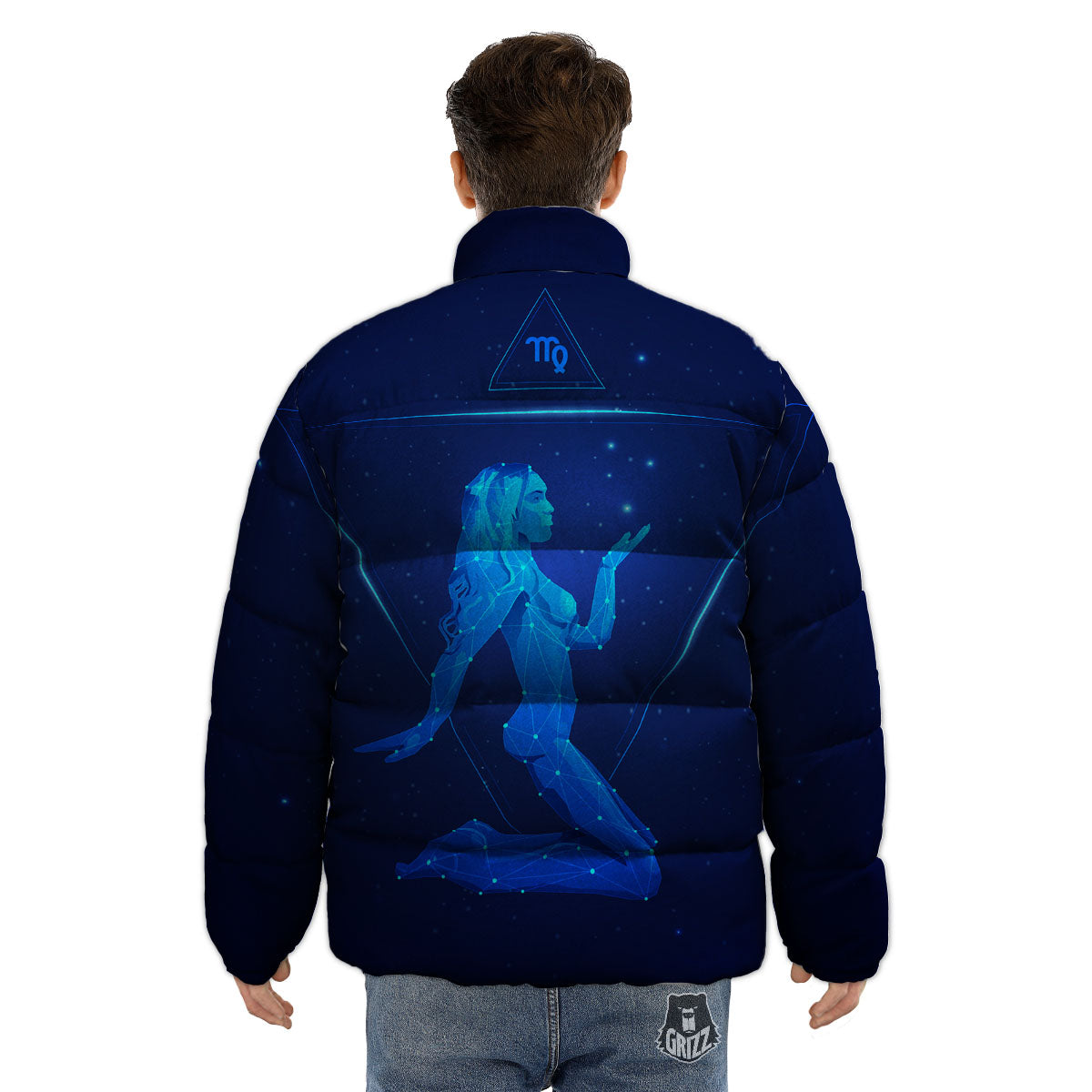 Constellation Virgo Print Puffer Jacket-grizzshop