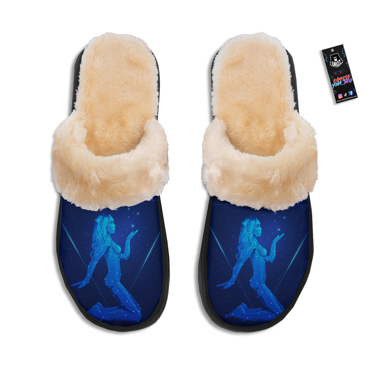 Constellation Virgo Print Slippers-grizzshop