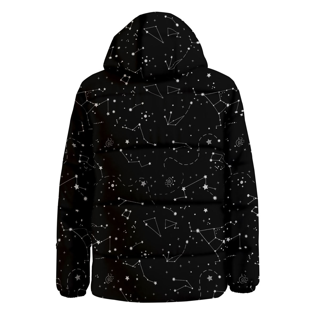 Constellation White And Black Print Down Jacket-grizzshop