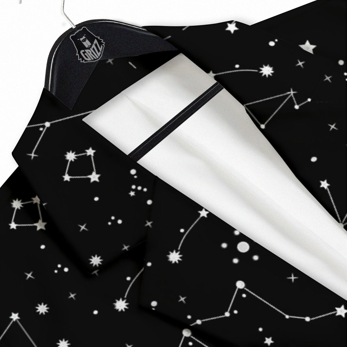 Constellation White And Black Print Men's Sport Coat-grizzshop