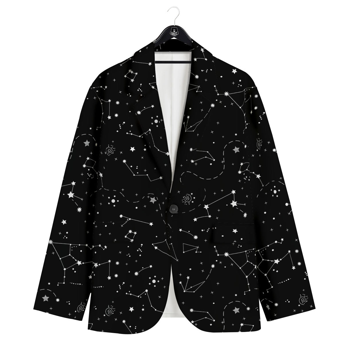 Constellation White And Black Print Men's Sport Coat-grizzshop