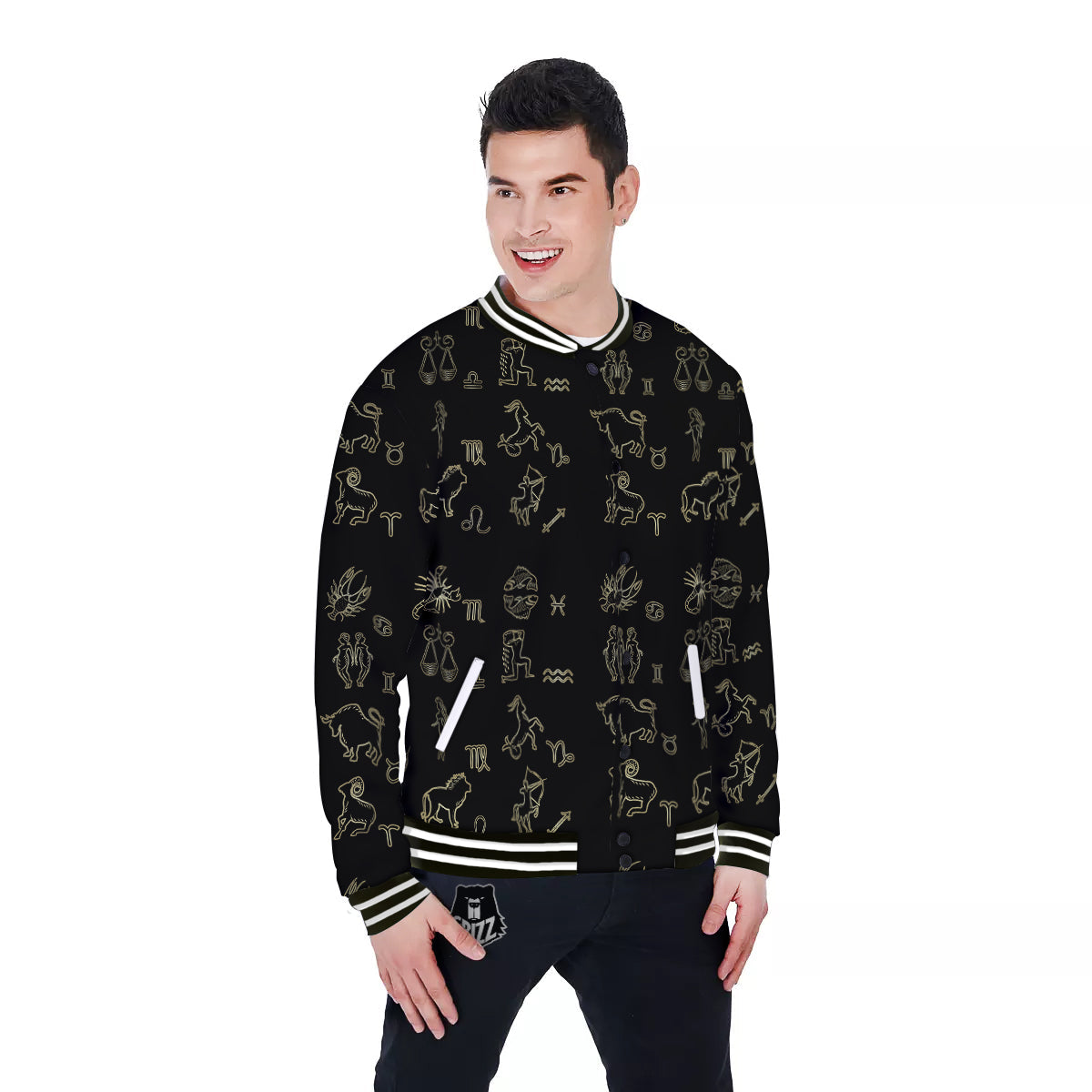 Constellation Zodiac Print Pattern Baseball Jacket-grizzshop