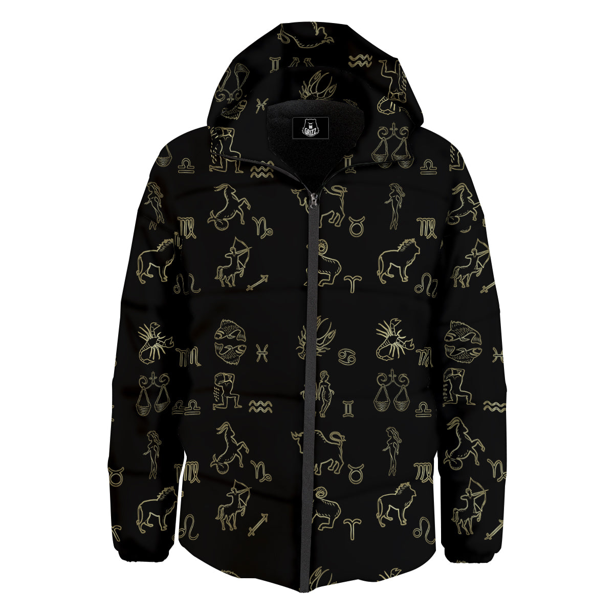 Constellation Zodiac Print Pattern Down Jacket-grizzshop