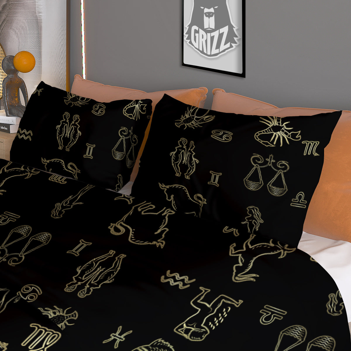 Constellation Zodiac Print Pattern Duvet Cover Bedding Set