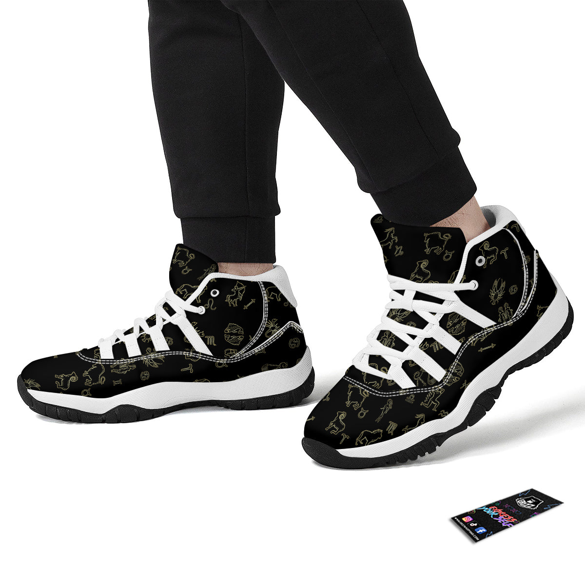 Constellation Zodiac Print Pattern White Bball Shoes-grizzshop