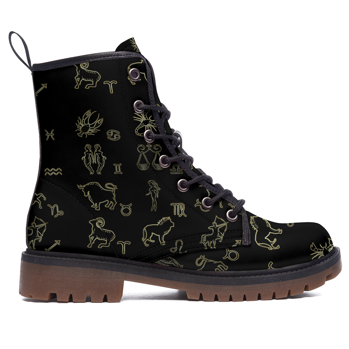 Constellation Zodiac Print Pattern Work Boots-grizzshop