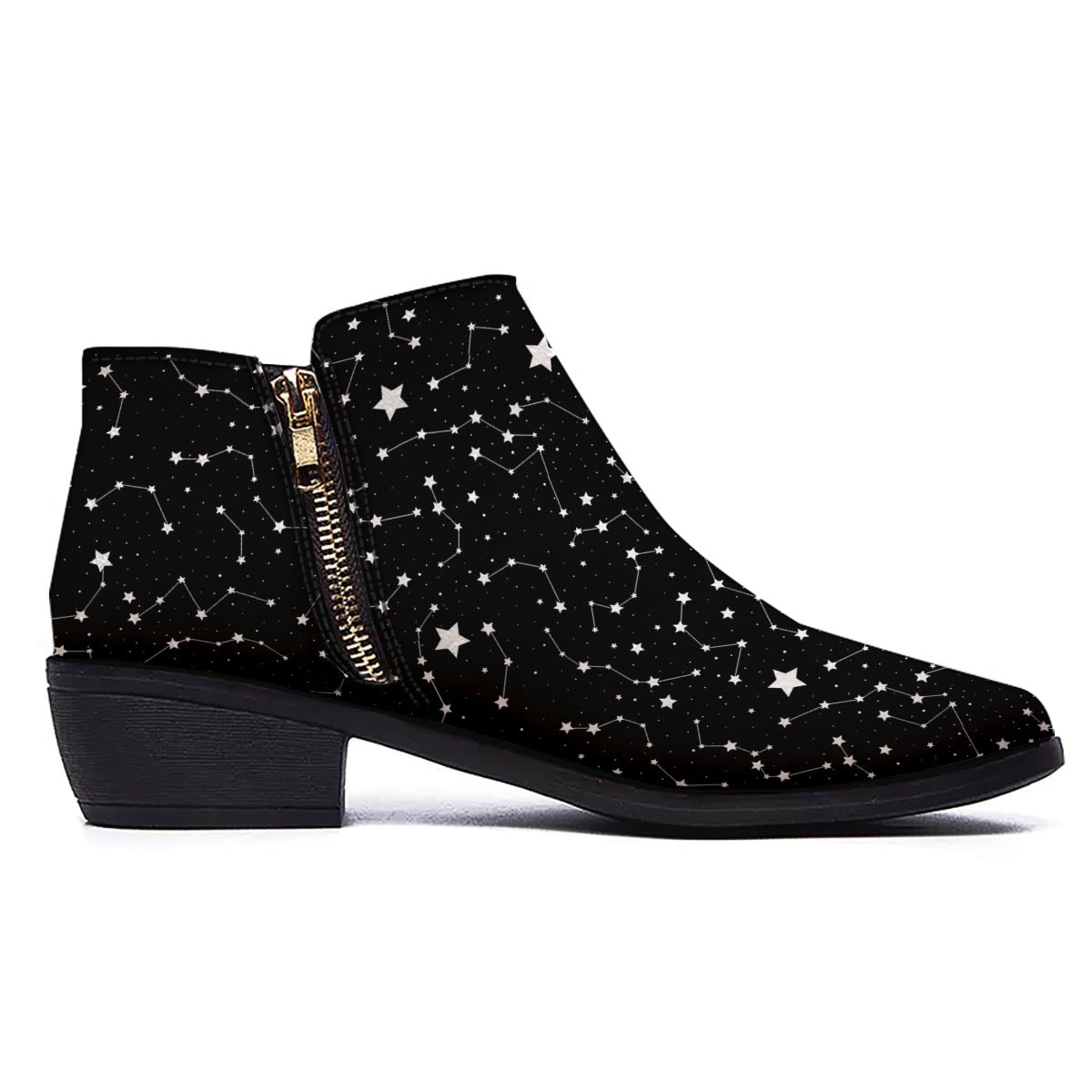 Constellations Star Print Pattern Ankle Boots-grizzshop