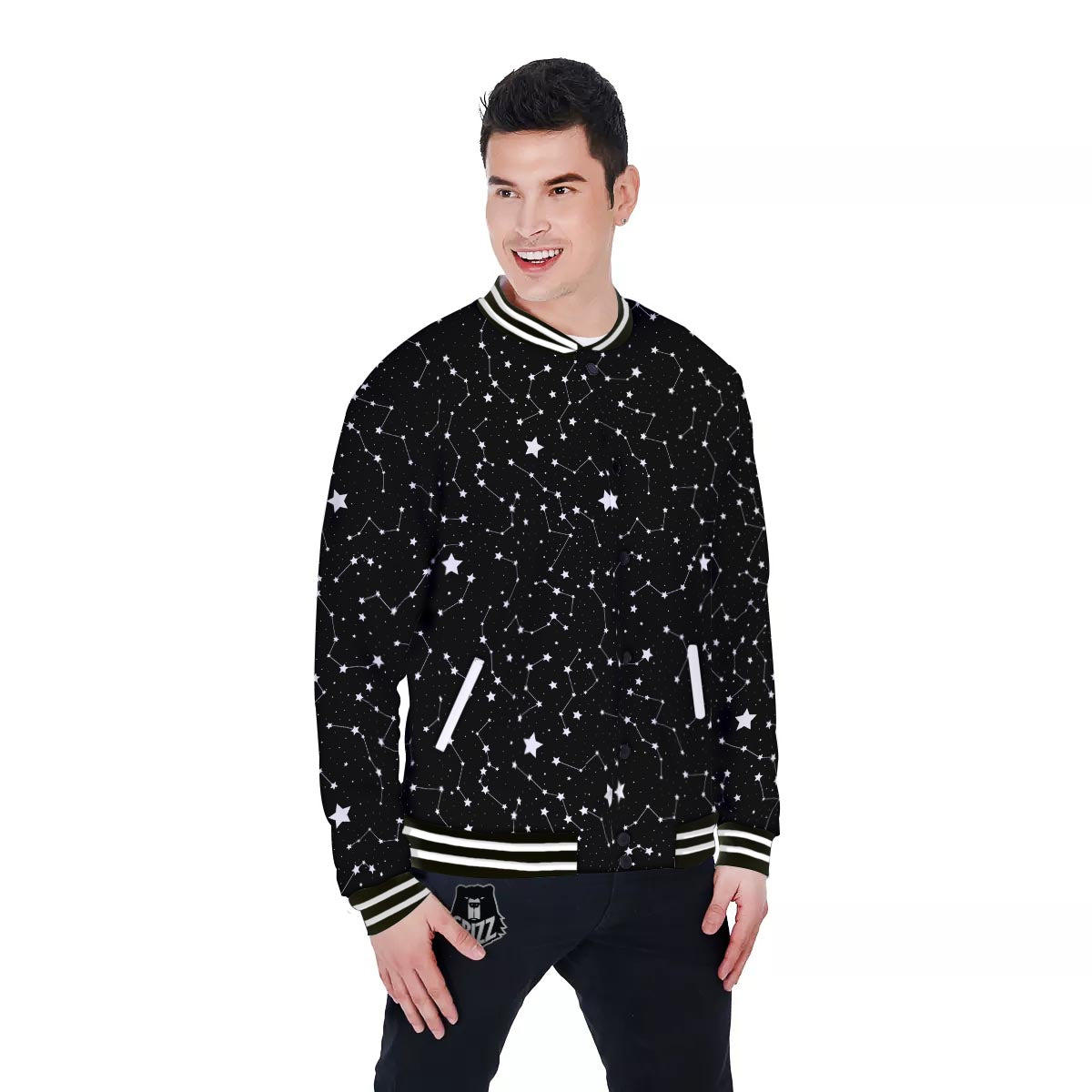 Constellations Star Print Pattern Baseball Jacket-grizzshop