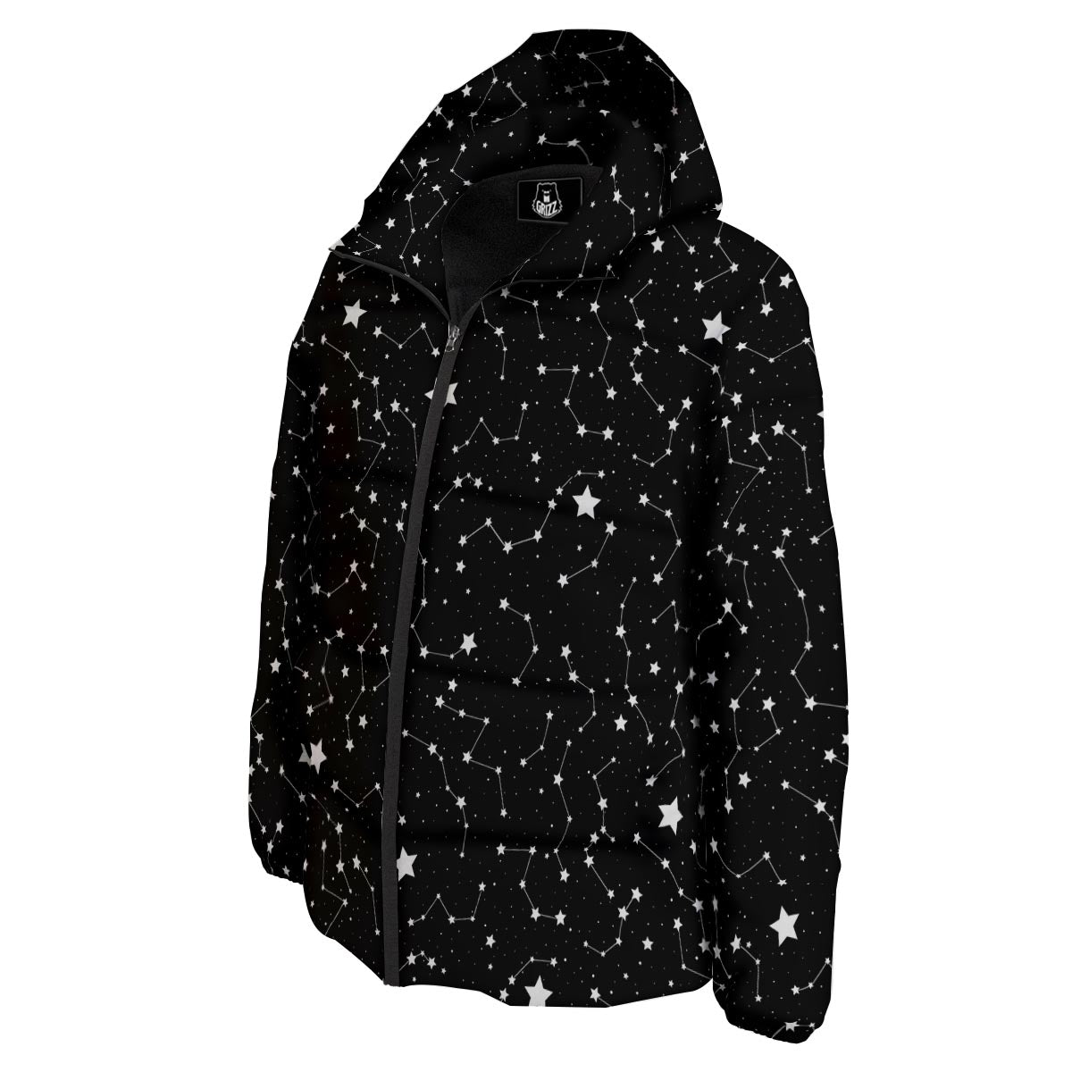 Constellations Star Print Pattern Down Jacket-grizzshop