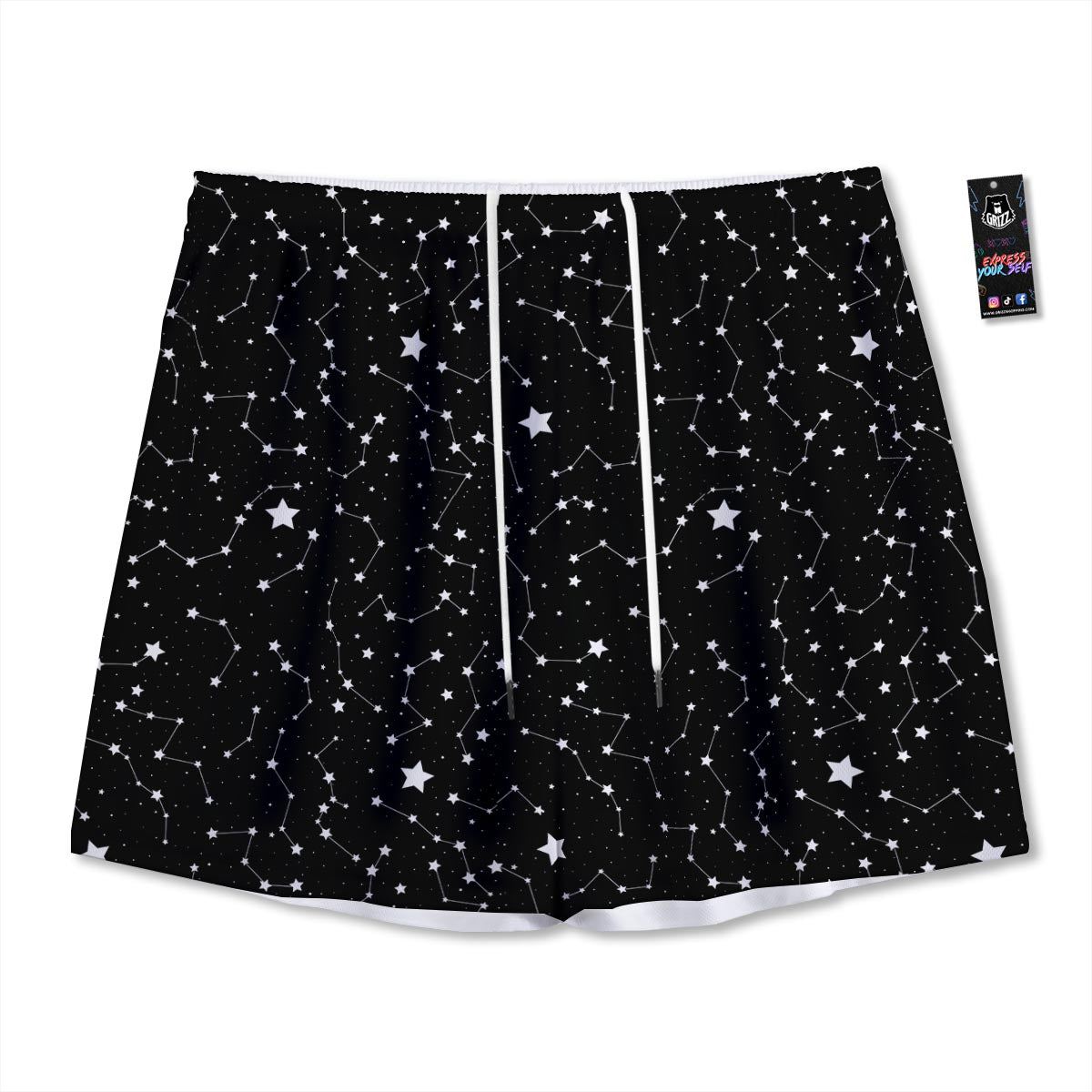 Constellations Star Print Pattern Mesh Shorts-grizzshop