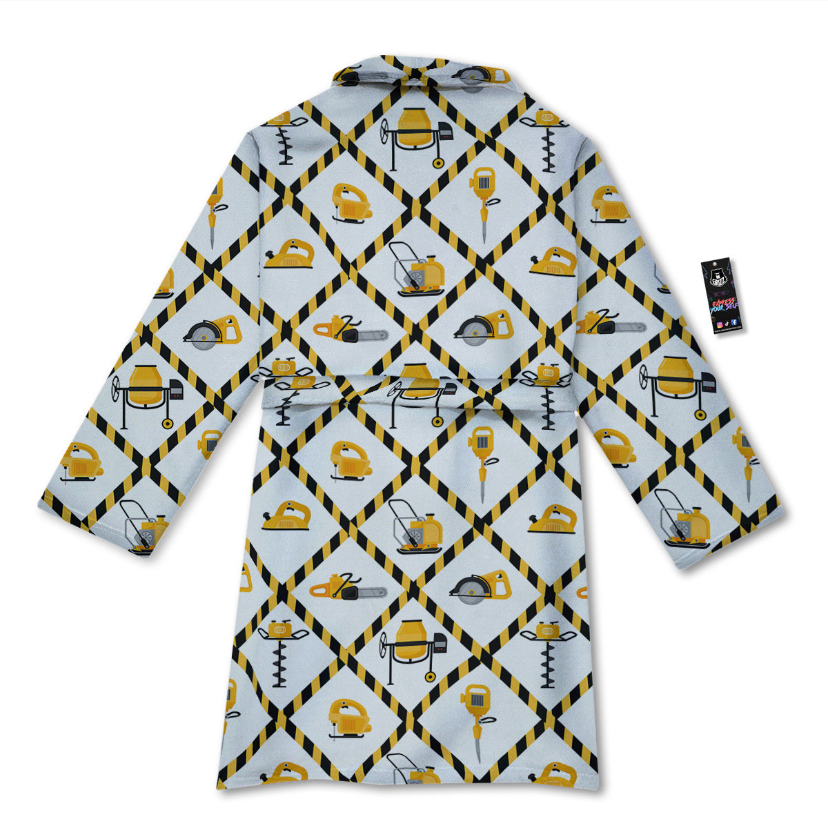 Construction Equipment Yellow Print Pattern Bathrobe-grizzshop