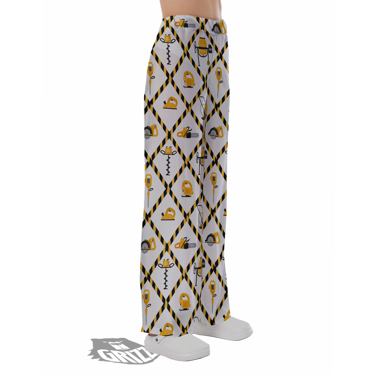 Construction Equipment Yellow Print Pattern Pajama Pants-grizzshop