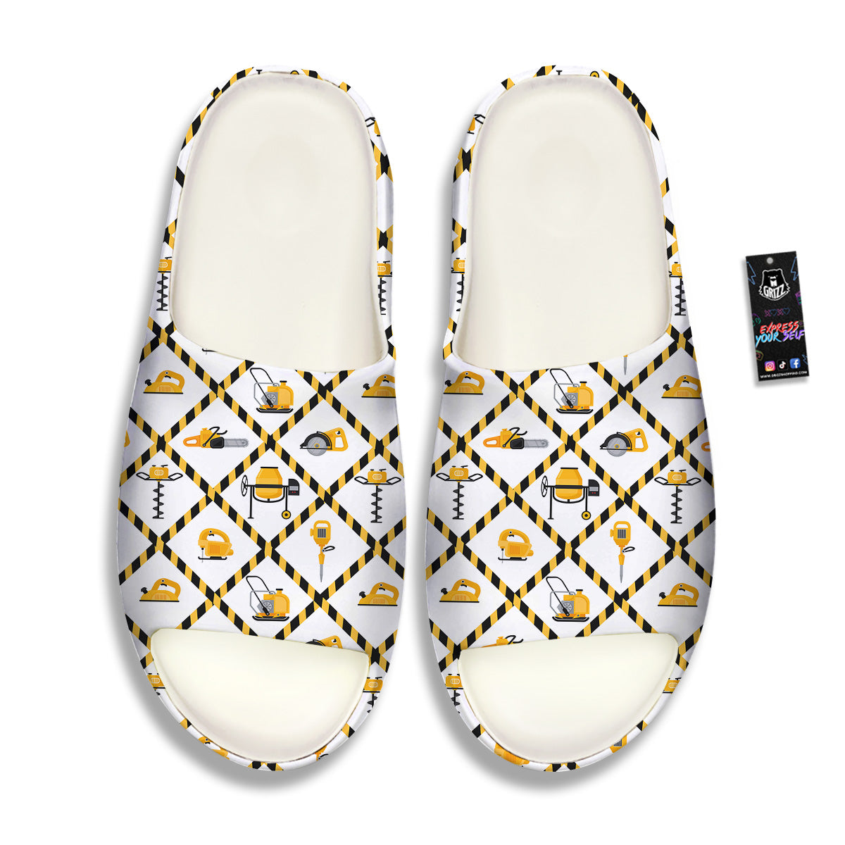 Construction Equipment Yellow Print Pattern Sandals-grizzshop