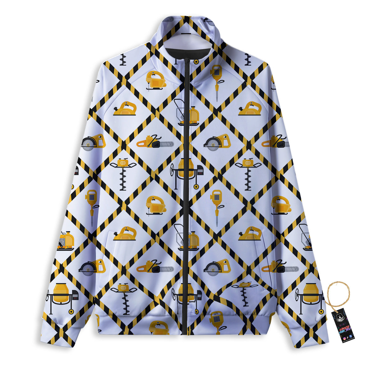 Construction Equipment Yellow Print Pattern Track Jacket-grizzshop