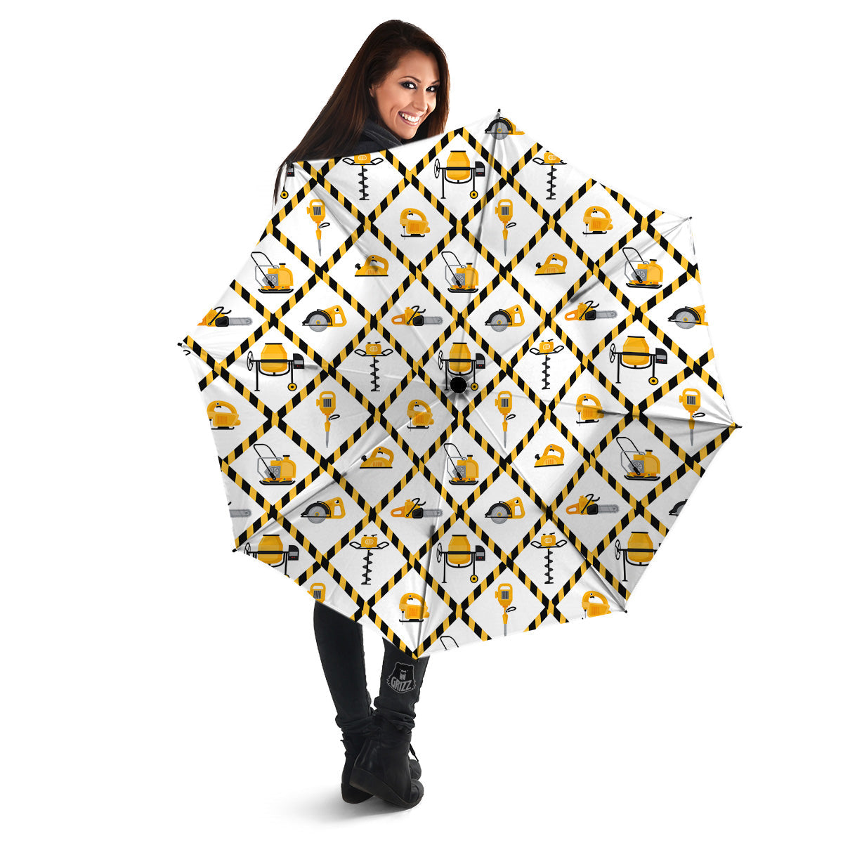 Construction Equipment Yellow Print Pattern Umbrella-grizzshop