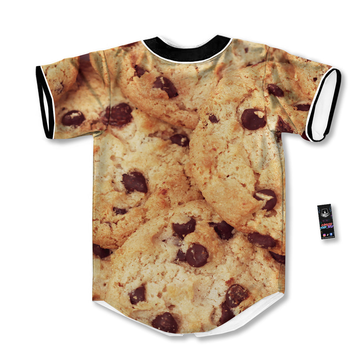 Cookie Chocolate Chip Print Baseball Jersey-grizzshop