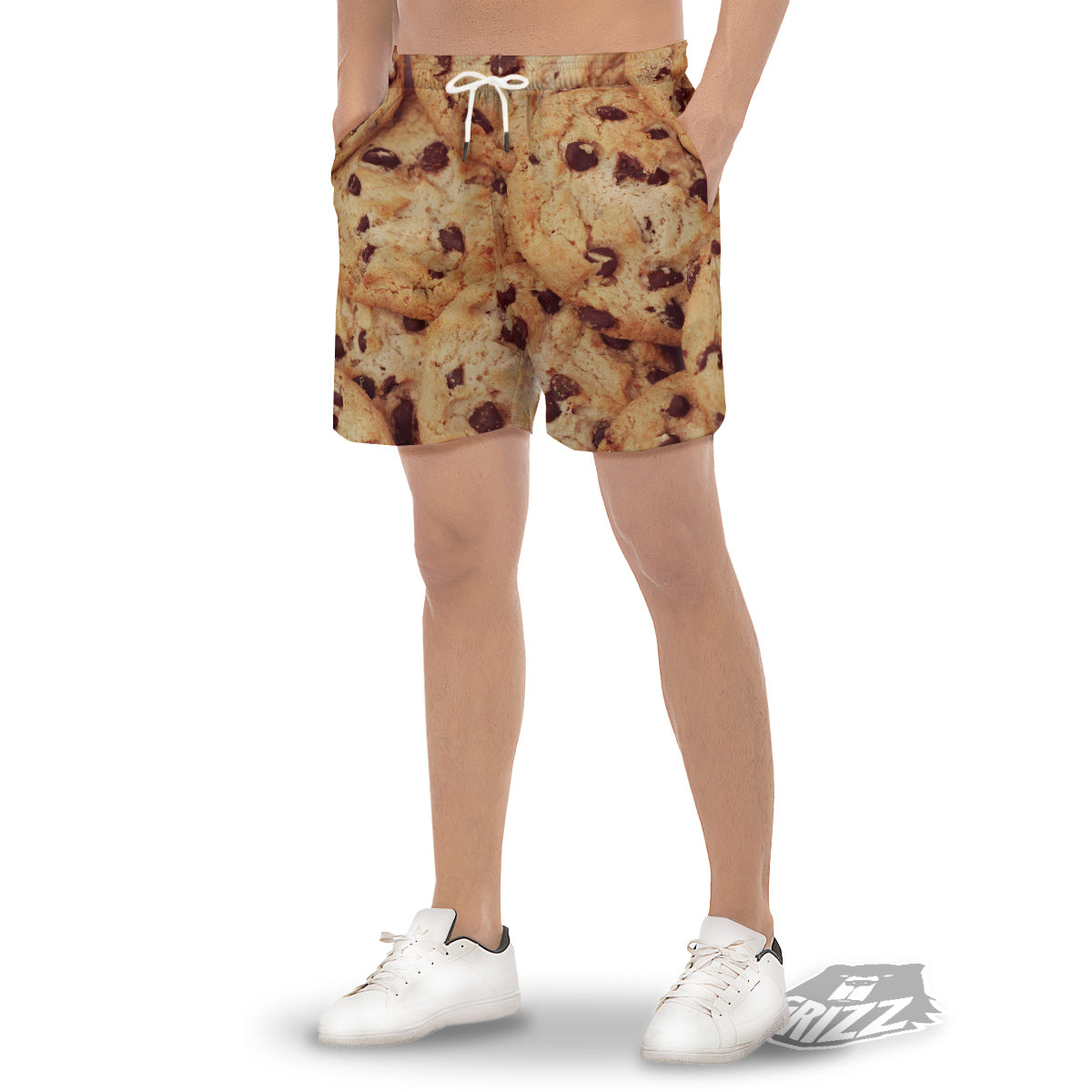 Cookie Chocolate Chip Print Men's Gym Shorts-grizzshop
