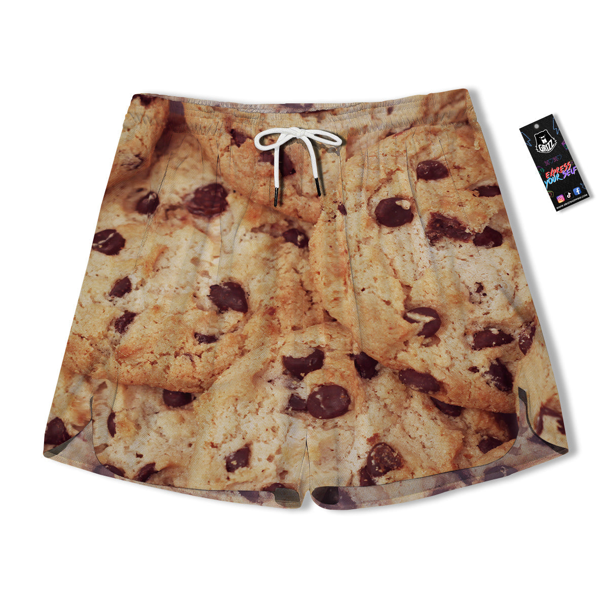 Cookie Chocolate Chip Print Men's Running Shorts-grizzshop