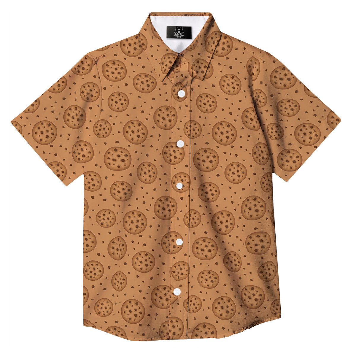 Cookie Chocolate Chip Print Pattern Button Up Shirt-grizzshop