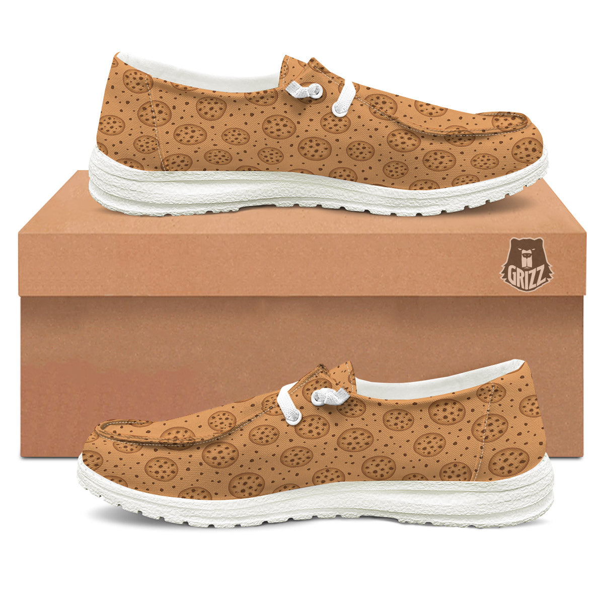 Cookie Chocolate Chip Print Pattern White Loafers-grizzshop