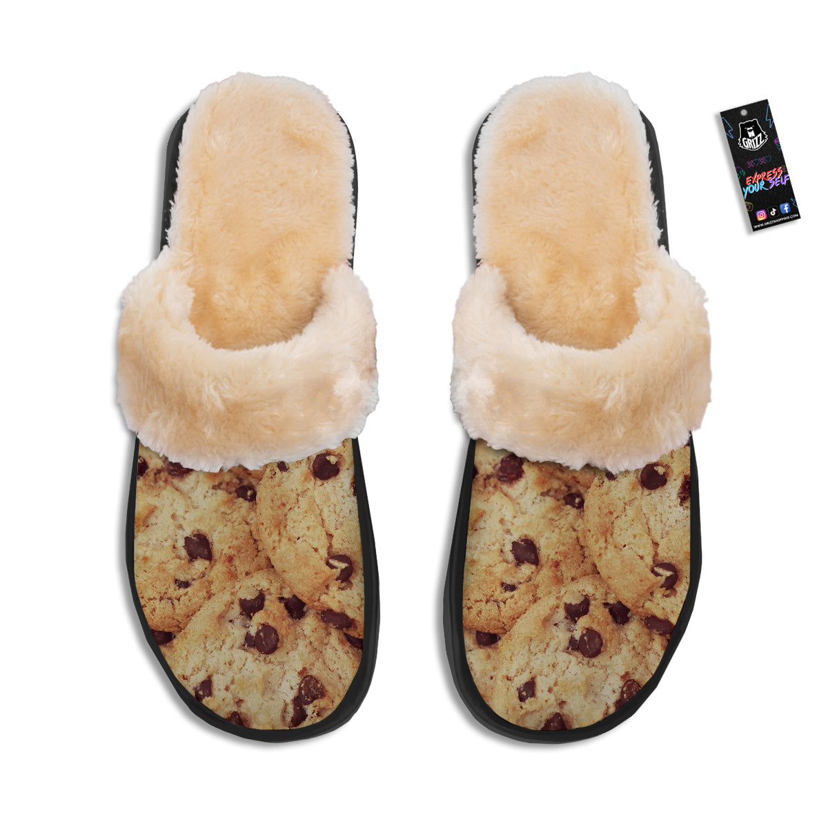 Cookie Chocolate Chip Print Slippers-grizzshop