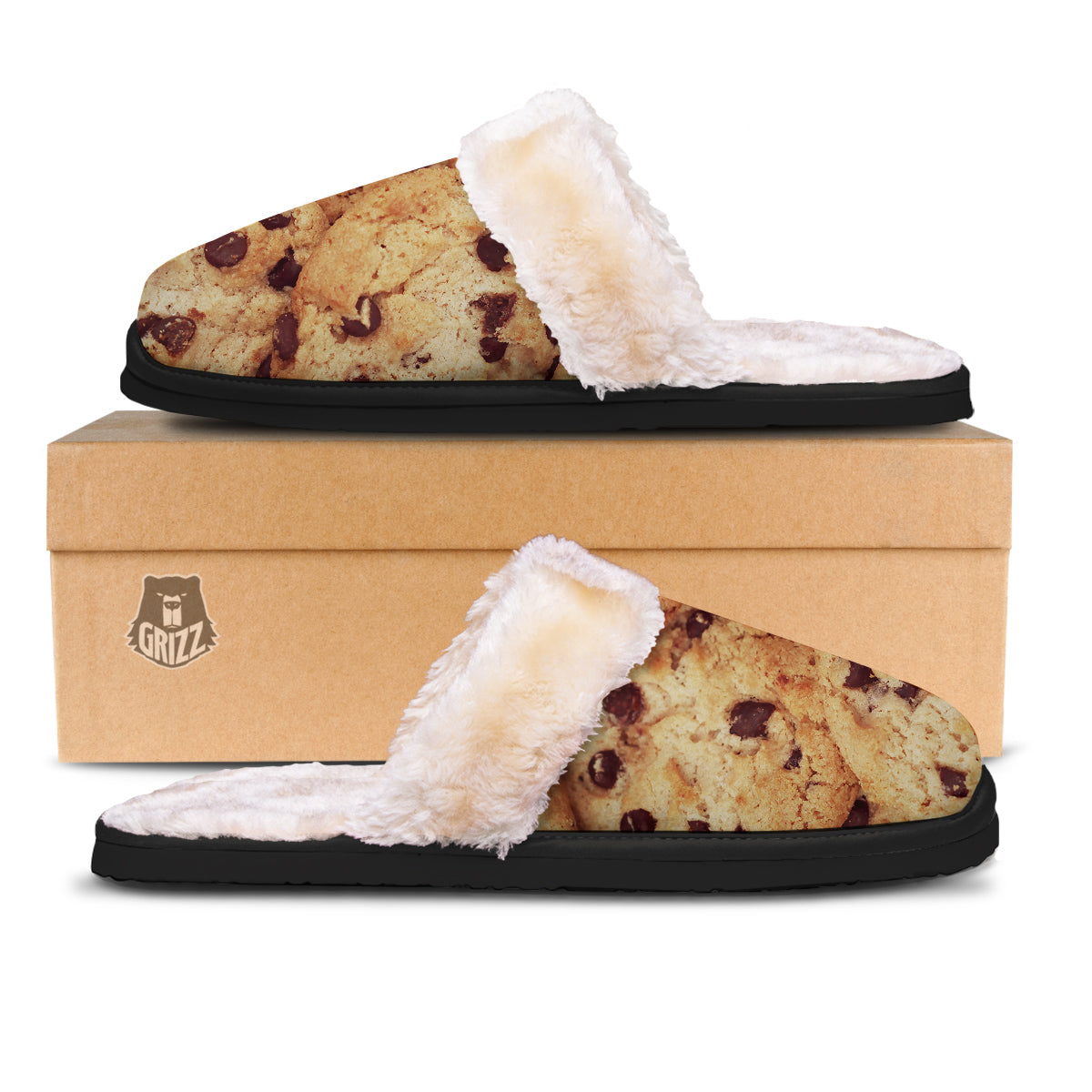 Cookie Chocolate Chip Print Slippers-grizzshop