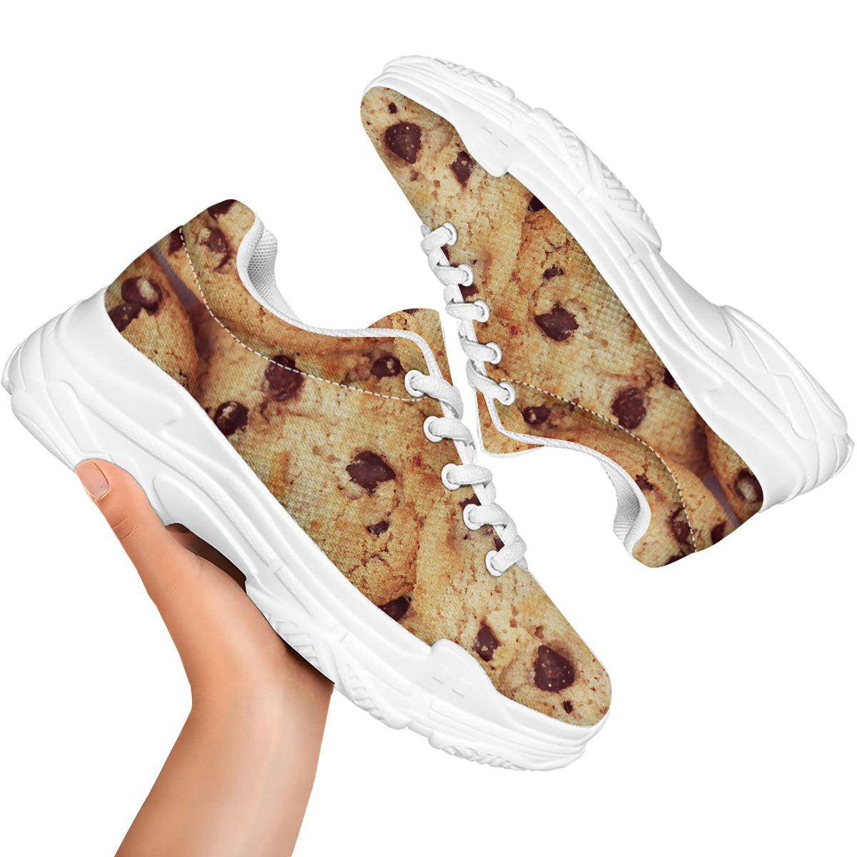 Cookie Chocolate Chip Print White Chunky Shoes-grizzshop