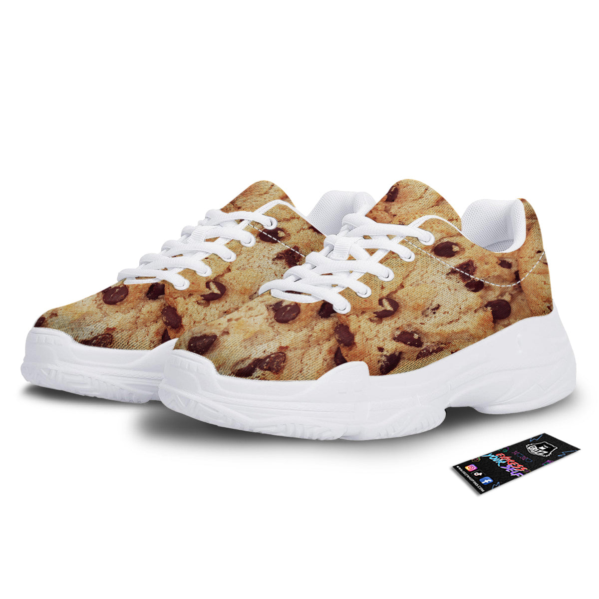 Cookie Chocolate Chip Print White Chunky Shoes-grizzshop