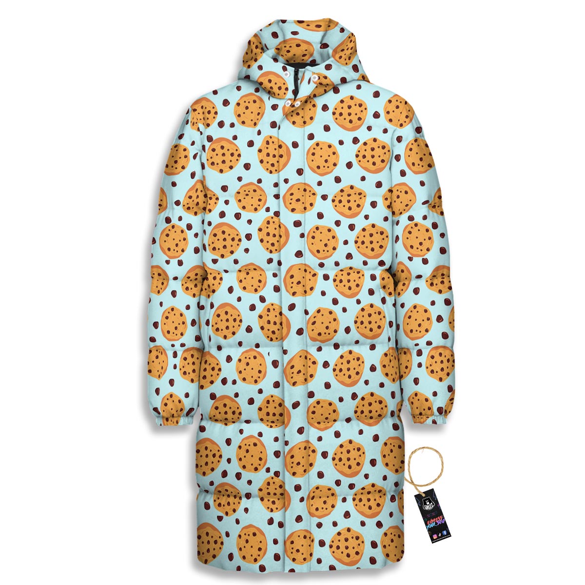 Cookie Sweet Print Pattern Long Down Jacket-grizzshop