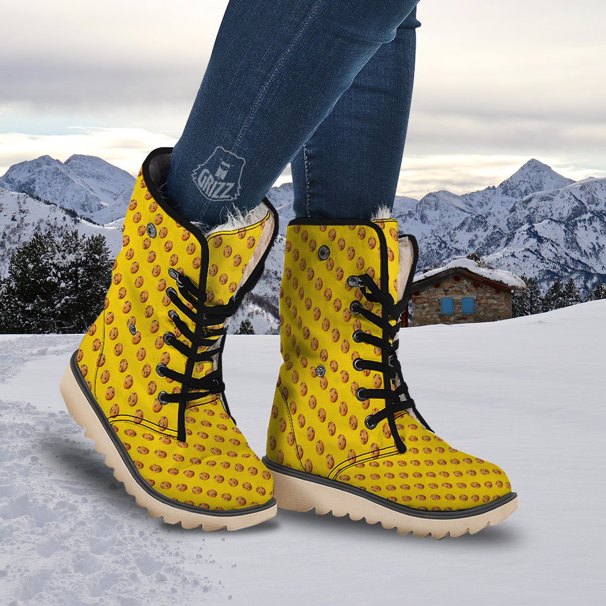 Cookie Yellow Print Pattern Snow Boots-grizzshop